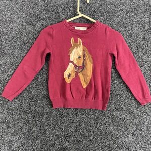 Hope & Henry Pink Horse Graphic Sweater Kids M Elbow Patch Organic Sustainable